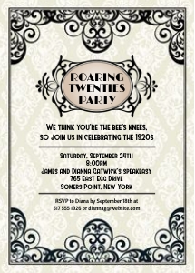 Art Deco Damask Roaring Twenties Party Invitation design preview