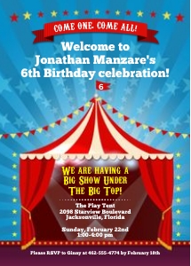 Under the Big Top Circus Tent Carnival Birthday Party Invitation design preview