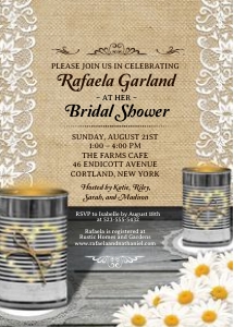 Rustic Tin Can Bridal Shower Invitation: Rustic Tin Can Bridal Shower Invitation
