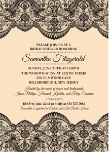 Sheer Lace Bridal Shower Invitation: Sheer Lace Bridal Shower Invitation