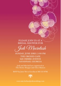Pink and Gold Ombre Pansy Bridal Shower Invitation: Ombre Pansy Bridal Shower Invitation