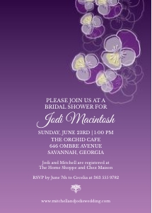 Purple Ombre Pansy Bridal Shower Invitation: Ombre Pansy Bridal Shower Invitation