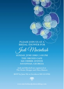 Blue Ombre Pansy Bridal Shower Invitation: Ombre Pansy Bridal Shower Invitation