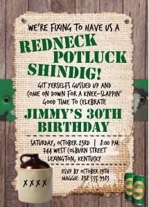 Rustic Redneck Hillbilly Party Invitation design preview