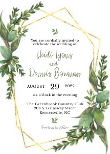 Watercolor Greenery Geometric Frame Wedding Suite design preview