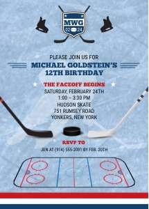 Hockey Birthday Party Invitation: Ice Hockey Birthday Party Invitation