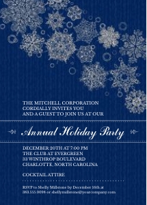 Faux Glitter Snowflakes Blue Christmas Holiday Office party Invitation: Faux Glitter Snowflakes Christmas Holiday Office party Invitation