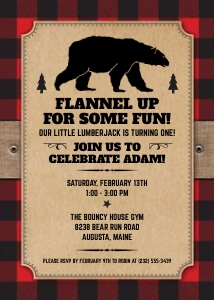 Rustic Kraft Paper Red Buffalo Plaid Party Invitation design preview