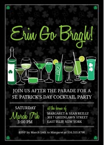Retro Beer and Cocktails St Patrick's Day Party Invitation design preview