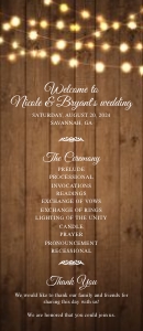 Rustic Hanging Party String Lights Wedding Program design preview