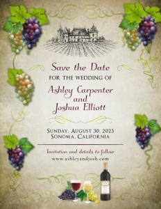 Vineyard Grapes Winery Save the Date Cards design preview