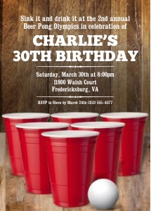Rustic Beer Pong Game Party Invitation design preview