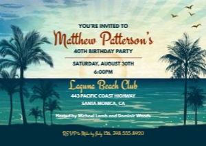 Vintage Tropical Beach Party Invitation: Vintage Tropical Beach Party Invitation