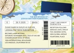 World Travel Theme Documents Bar Bat Mitzvah Stationery Suite design preview