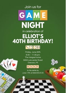 Game Night Party Invitation design preview