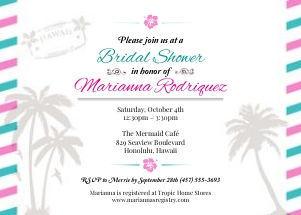Hawaiian Airmail Bridal Shower Party Invitation: Hawaiian Island Airmail Bridal Shower Party Invitation