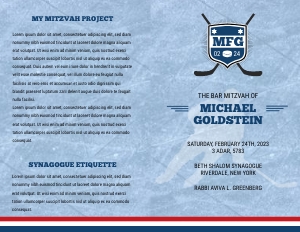 Ice Hockey Mitzvah Ceremony Bifold Program: Ice Hockey Mitzvah Bifold Ceremony Program