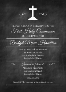 Chalkboard First Holy Communion Party Invitation design preview