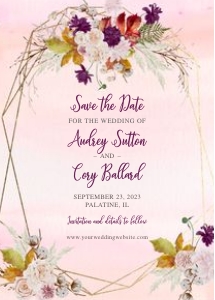 Fall Roses Watercolor Gold Frame Save the Date design preview