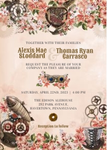 Floral Steampunk Wedding Stationery Suite design preview