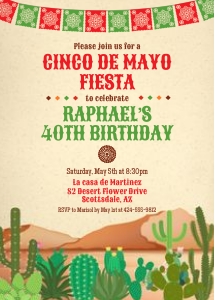 Mexican Desert Cinco de Mayo Fiesta Birthday Party Invitation design preview
