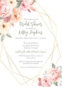 Rose Corners Geometric Frame Bridal Shower Invitation: Rose Corners Geometric Frame Bridal Shower Invitation