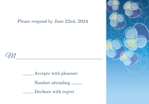 Blue Ombre Pansy Mitzvah RSVP Reply Card: Ombre Pansy Mitzvah Stationery