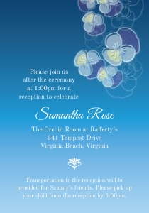 Blue Ombre Pansy Mitzvah Reception Insert Card: Ombre Pansy Mitzvah Stationery