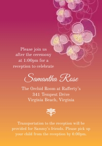 Pink Gold Ombre Pansy Mitzvah Reception Insert Card: Ombre Pansy Mitzvah Stationery