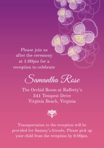 Purple Pink Ombre Pansy Mitzvah Reception Insert Card: Ombre Pansy Mitzvah Stationery