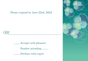 Teal Ombre Pansy Mitzvah RSVP Reply Card: Ombre Pansy Mitzvah Stationery