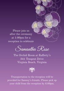 Purple Ombre Pansy Mitzvah Reception Insert Card: Ombre Pansy Mitzvah Stationery