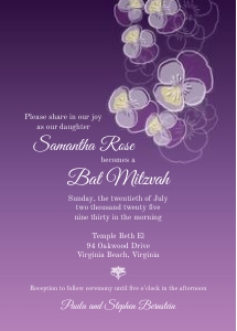 Purple Ombre Pansy Mitzvah Invitation: Ombre Pansy Mitzvah Stationery