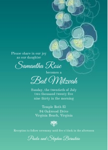 Teal Ombre Pansy Mitzvah Invitation: Ombre Pansy Mitzvah Stationery