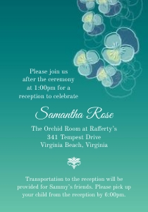Teal Ombre Pansy Mitzvah Reception Insert Card: Ombre Pansy Mitzvah Stationery