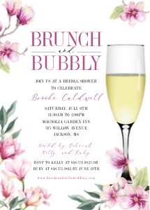 Brunch and Bubbly Magnolia Bridal Shower Invitation: Brunch and Bubbly Magnolia Bridal Shower Invitation