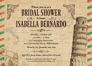 Vintage Italian Parchment Airmail Bridal Shower Party Invitation: Vintage Italian Airmail Bridal Shower Party Invitation