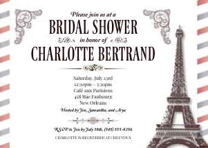 Vintage Paris Airmail Bridal Shower Party Invitation: Vintage Paris Bridal Shower Party Invitation