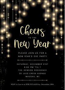 Hanging Lights New Years Eve Party Invitation design preview