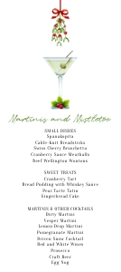 Martinis and Mistletoe Christmas Holiday Menu design preview