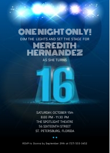 Spotlight Sweet 16 Party Invitation design preview