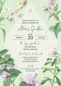 Spring Floral Frame Bridal Shower Invitation design preview