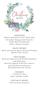 Watercolor Wreath Christmas Holiday Menu Card: Watercolor Wreath Christmas Holiday Menu Card