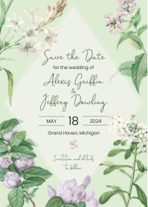 Spring Floral Frame Wedding Save the Date Cards design preview
