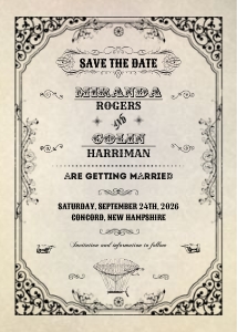 Victorian Steampunk Save the Date A7 Flat Card design preview