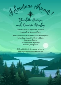 Adventure Awaits Mountain Lake Wedding Reception Invitation: Adventure Awaits Mountain Lake Wedding Reception Invitation