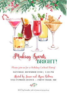Christmas Cocktails Holiday Party Invitation design preview