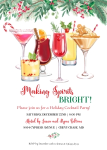 Christmas Cocktails Holiday Party Invitation: Christmas Cocktails Holiday Party Invitation