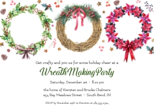 Christmas Wreath Making Holiday Party Invitation design preview