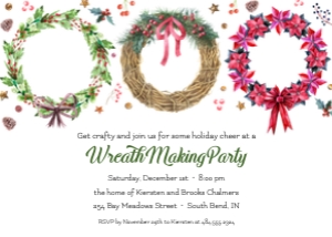 Christmas Wreath Making Holiday Party Invitation: Christmas Wreath Making Holiday Party Invitation
